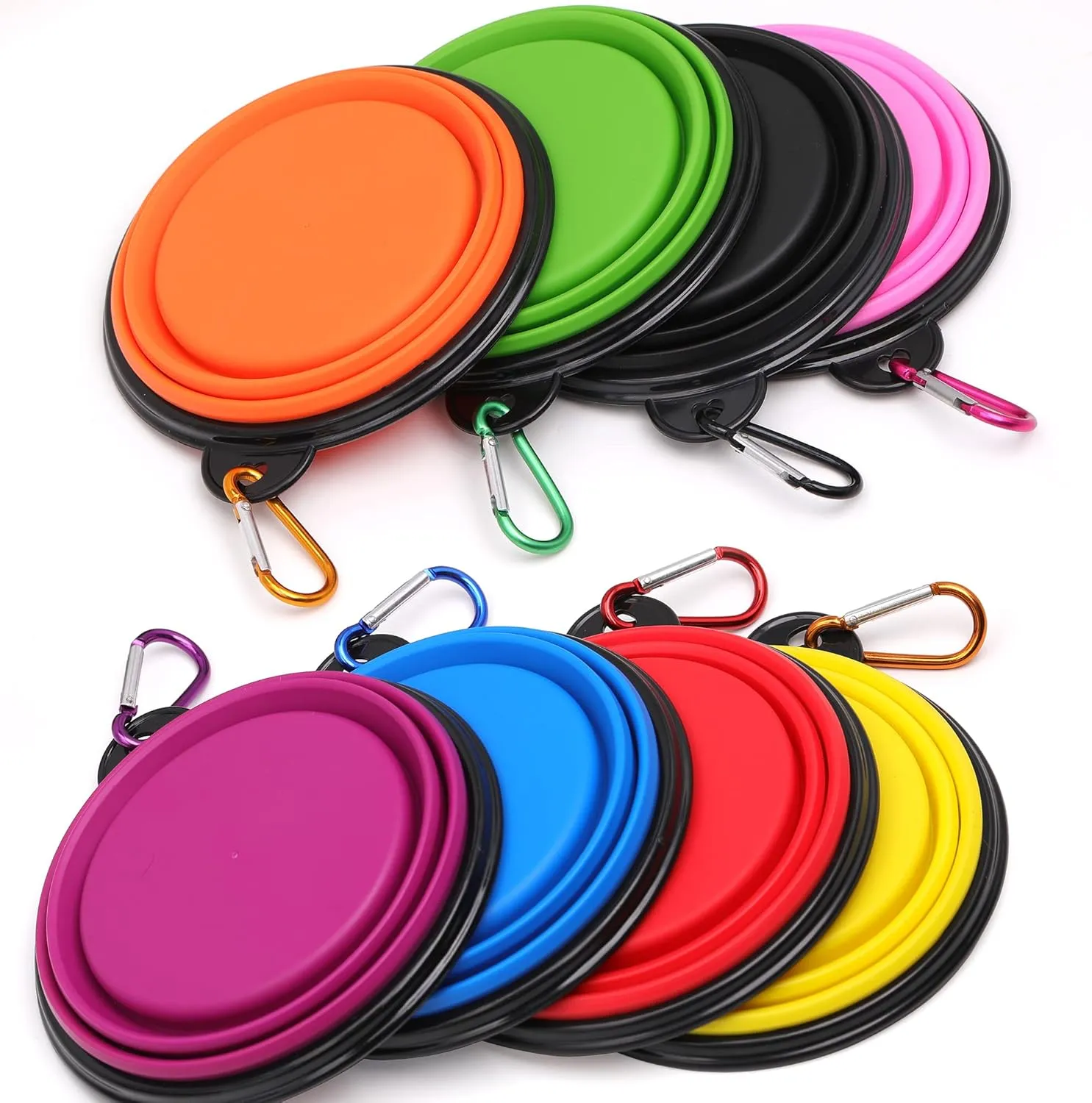 2 Pack Dog Bowl Pet Collapsible Bowls with Clasp Puppy Travel Bowl Portable Cats Water Food Dish for Walking Parking Outdoors Traveling
