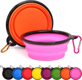 2 Pack Dog Bowl Pet Collapsible Bowls with Clasp Puppy Travel Bowl Portable Cats Water Food Dish for Walking Parking Outdoors Traveling