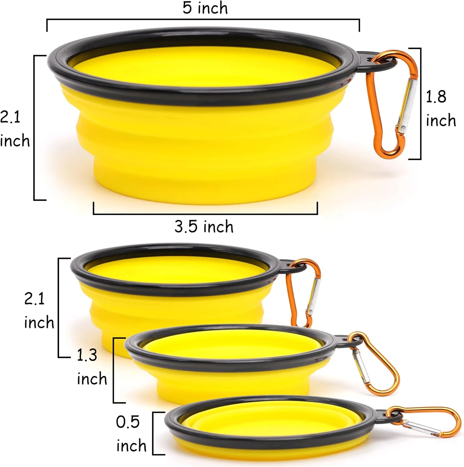2 Pack Dog Bowl Pet Collapsible Bowls with Clasp Puppy Travel Bowl Portable Cats Water Food Dish for Walking Parking Outdoors Traveling