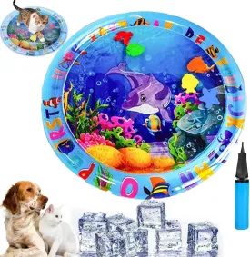 2025 Upgraded Thickened Water Sensor Play Mat for Pets, Cats & Dogs, Cool Comfort Inflatable Tummy Time Water Mat, PVC Material, Indoor/Outdoor/Travel(25.5in,Dolphin)