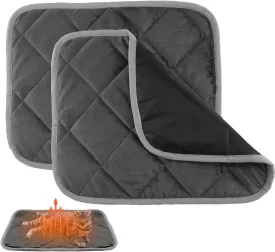 2pcs Self Heating Cat Mat, 16x20 Inch Pet Pad, Heat Reflective Soft Layer Warming Cat Bed Mat, Non Skid Thermal Pads for Puppy, Rabbit in Winter (Gray)