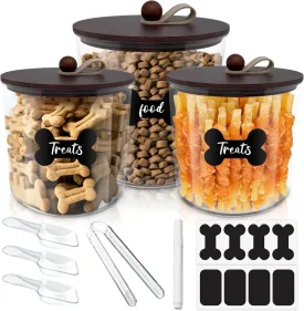 6 Pack Airtight Dog Treat Container Dog Food Container with Bamboo Lids 8x7''&6x5'',Dog Treat jars with Scoops,Clamp,Labels,Pen