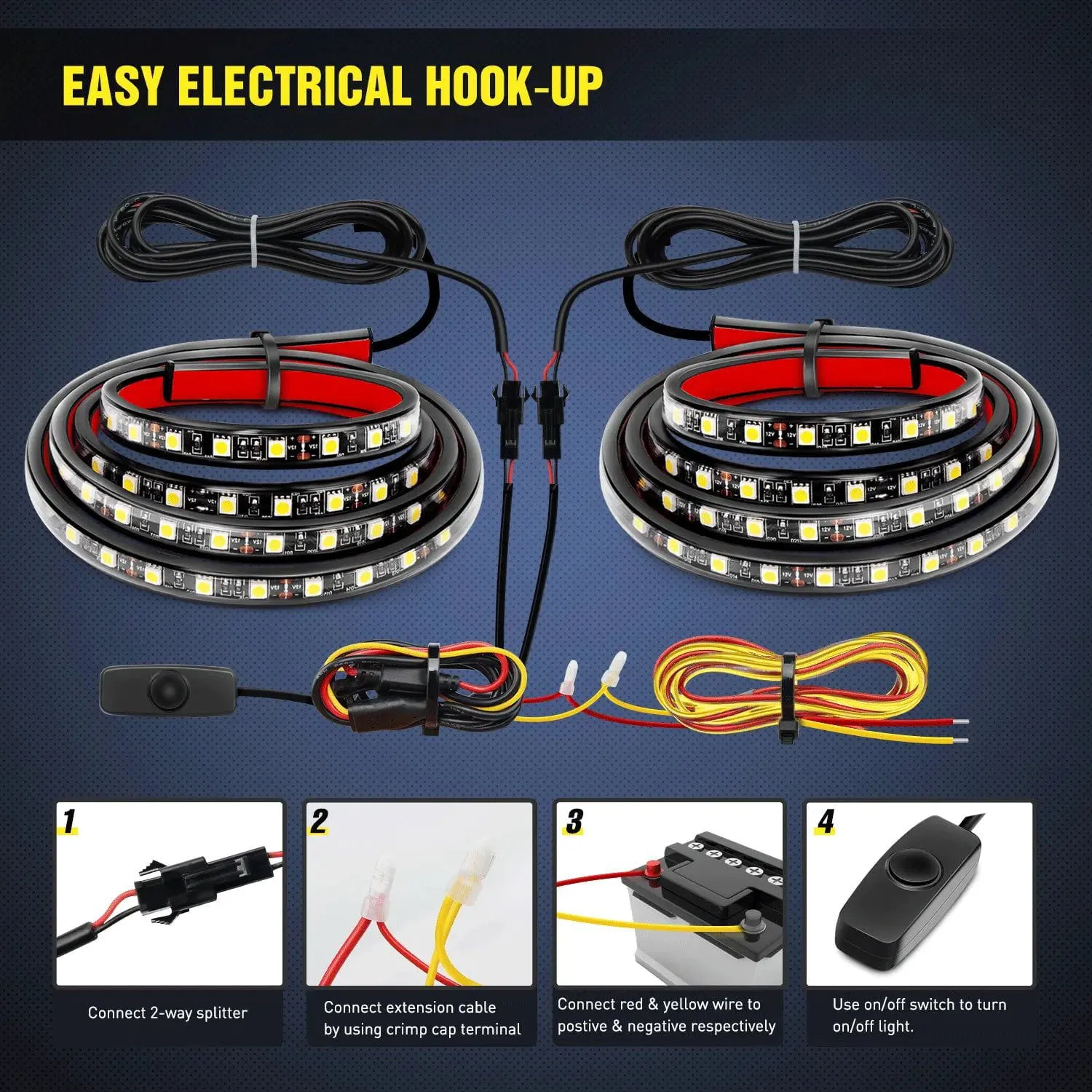 60 Inch 180Leds LED Bed Light Strip 2PCS