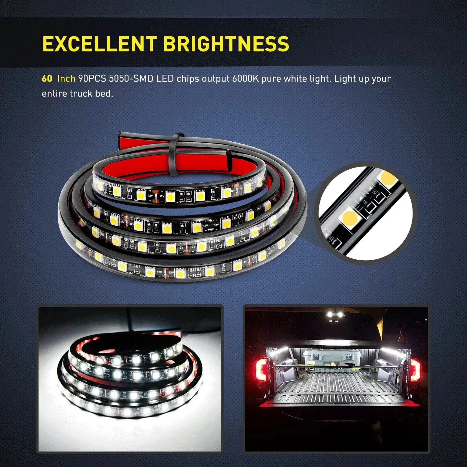 60 Inch 180Leds LED Bed Light Strip 2PCS