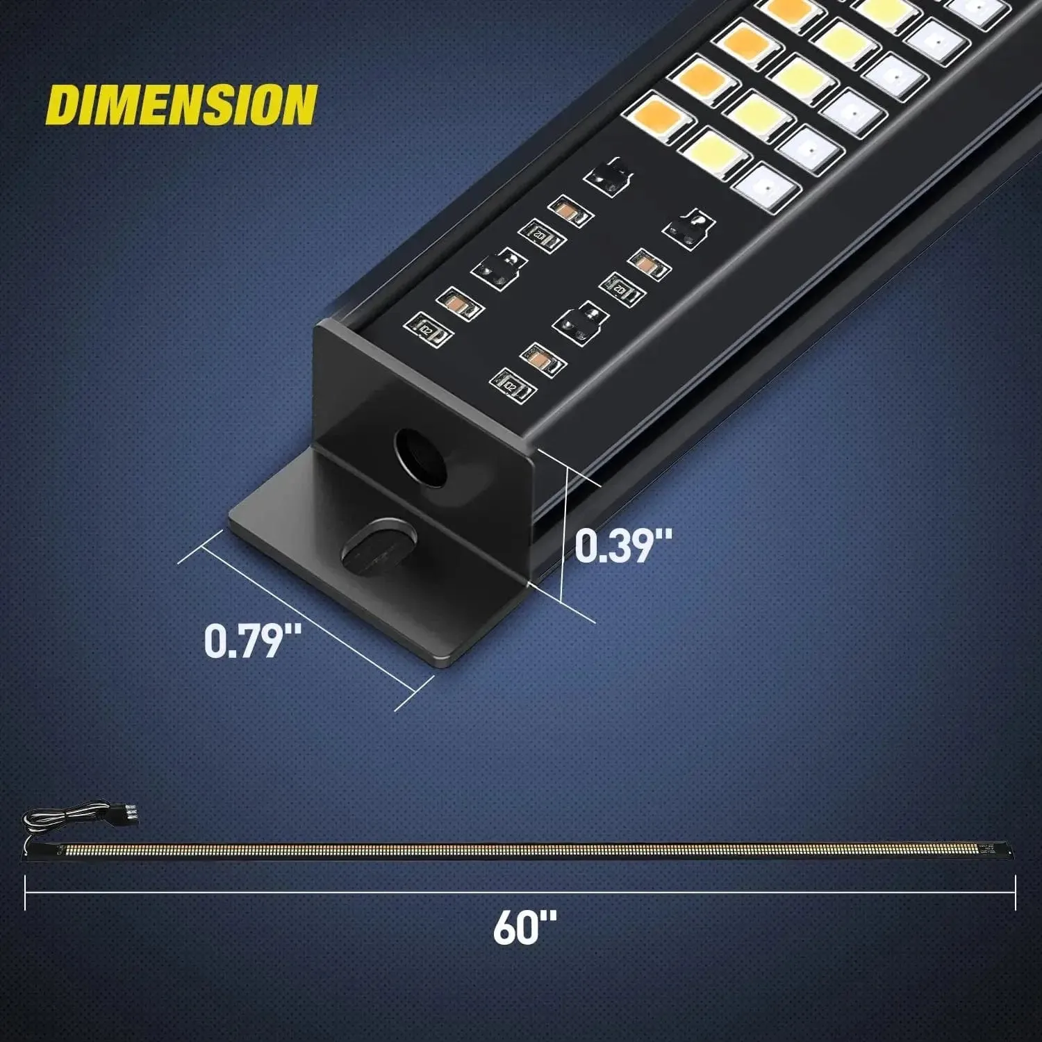 60 Inch Aluminum Frame Triple Row 1200 Leds Red White Amber Light Strip