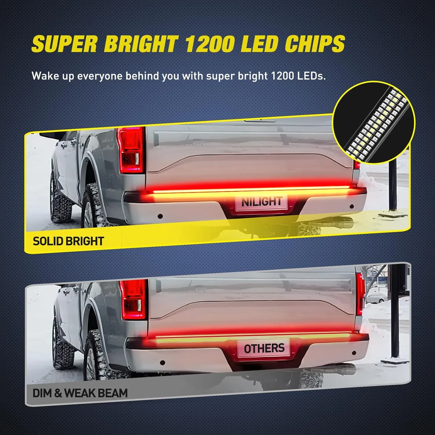 60 Inch Aluminum Frame Triple Row 1200 Leds Red White Light Strip