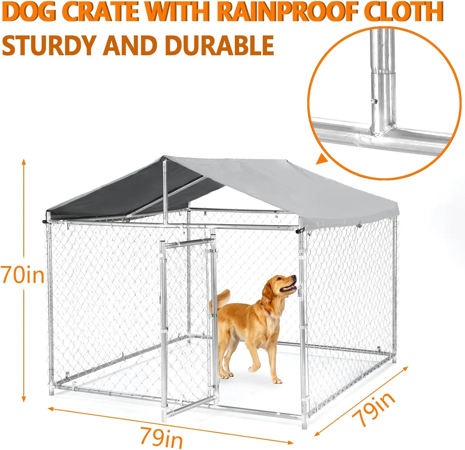 6x6FT Heavy Duty Outdoor Dog Kennel,Heavy Duty Dog Cage with Roof, Outdoor Dog Kennel, Dog Playpen Outdoor,Covered Dog Outside Kennel,Water-Resistant Canopy, for Medium and Large Dogs