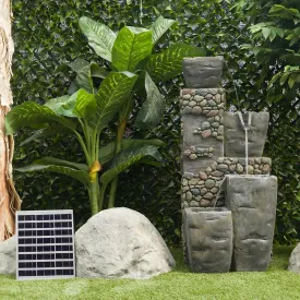 Alpine Corporation TZL264SLR 43" Outdoor 4 Tier Vase Solar Water Fountain with LED Lights, Cascading Garden Fountain, Gray
