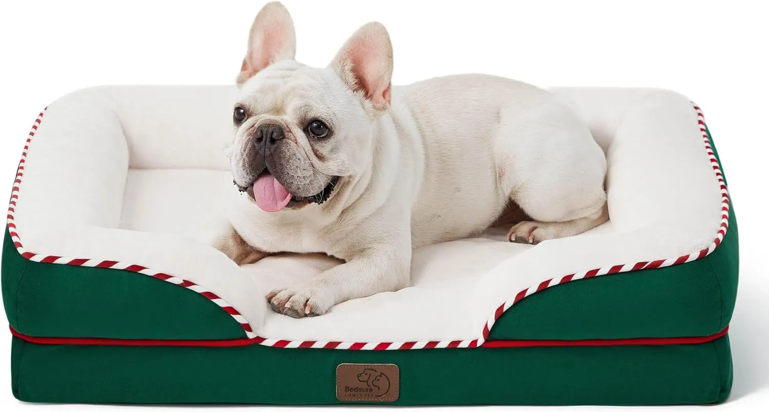 Bedsure Orthopedic Dog Bed for Medium Dogs - Waterproof Dog Sofa Beds Medium, Supportive Foam Pet Couch Bed with Removable Washable Cover, Nonskid Bottom, Antique Green