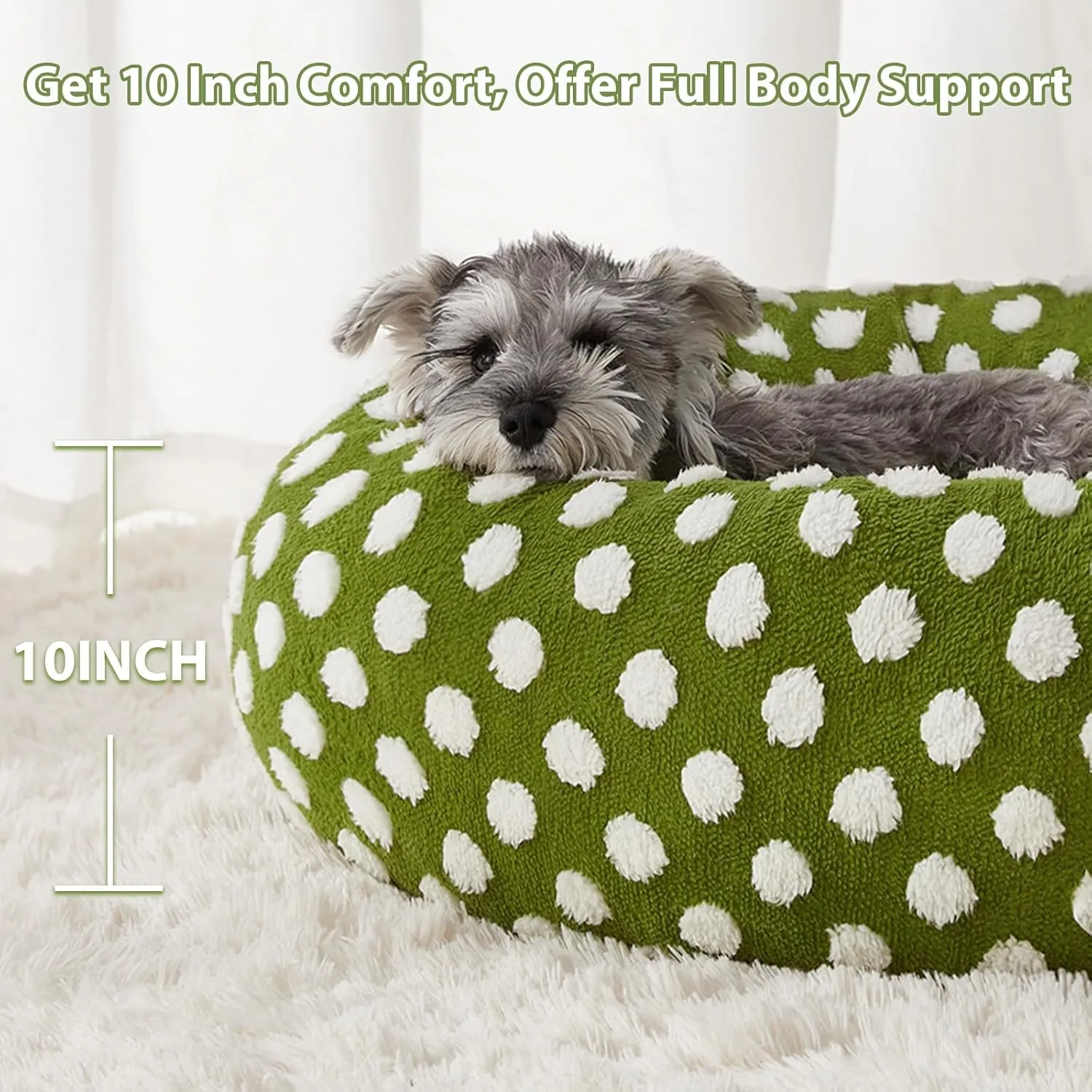 BFPETHOME Donut Dog Beds for Small Dogs, Round Cat Beds for Indoor Cats, Calming Pet Bed for Puppy and Kitty with Non-Slip Bottom, Cute Fancy Dog Bed Machine Washable Plush Fabric