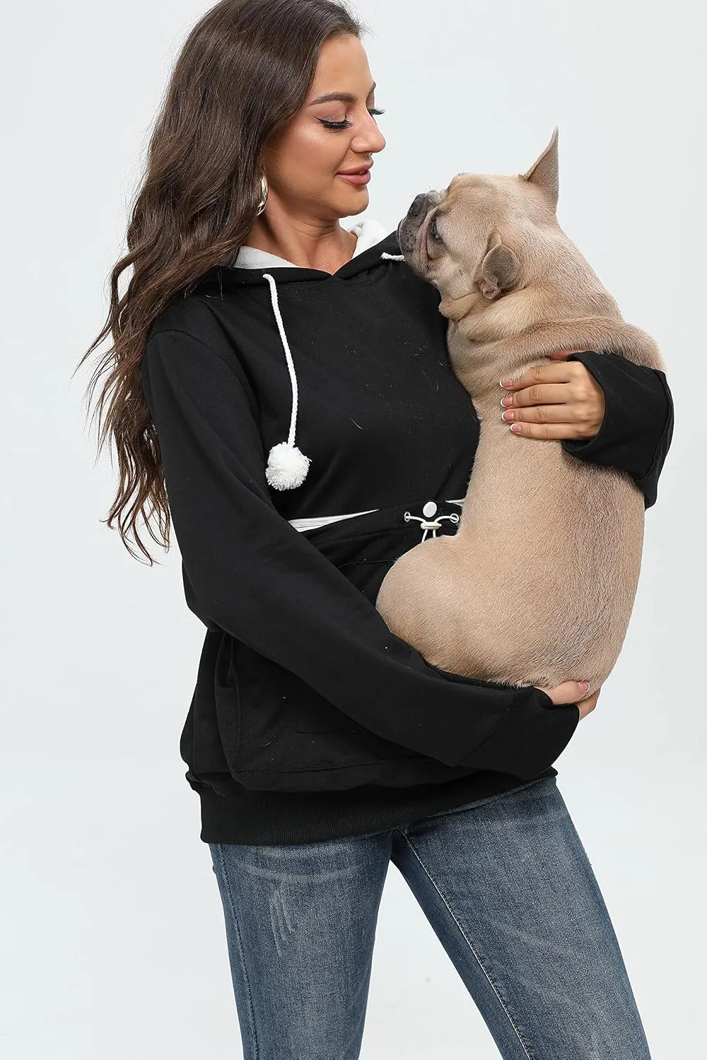 BOMBAXCEIBA Fleece pet Cat Small Day Pouch Hoodie Carrier Holder Carrying Sweatshirt Kangaroo Pocket