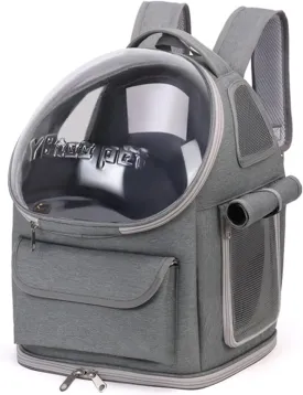 Breathable Cat Backpack Carrier, Large Space Cat Bubble Backpack for Kitty & Small Dog up to 18lbs, Foldable Cat Carrier Backpack, Transparent Airline Approved Carrier for Travel