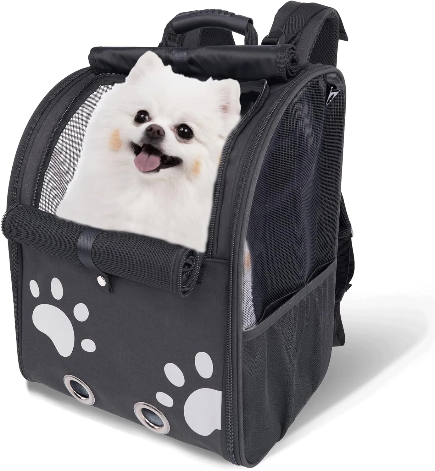 Cat Backpack Carrier, Small & Medium Pet Carrier Backpack,Breathable Cat Carrier Large Space, Ventilated Mesh Dog Travel Pet Backpackfor Hiking Walking Outdoor UP 30 LB(Black)
