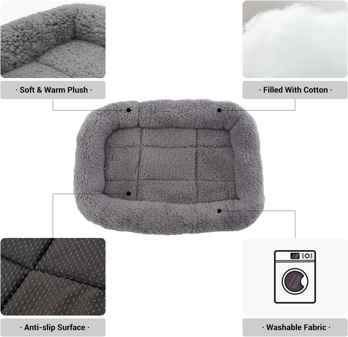 Cat Bed Washable Indoor Cat Cushion Bed, Soft and Cozy Plush Pet Bed-S