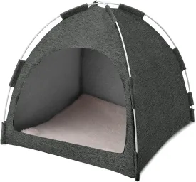 Cat Tent Cave House with Non-Deformable Elastic Fiber Frame and Removable Cushion for Your Feline Friends (Darkgrey)