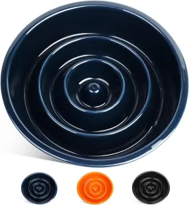 Ceramic Slow Feeder Dog Bowls for Medium Large Breed, 3 Cup Slow Feeding Dog Food Dishes, Slow Eating Bowl for Fast Eater Interactive Puppy Puzzle Bowl Anti-Gulping Non-Slip Dishwasher Safe