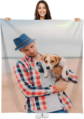 Custom 50" x 60" Plush Pet Lightweight Blanket with Photo Upload - Gift for Dog or Cat Owners - Personalized Couch Throw - Printed in America