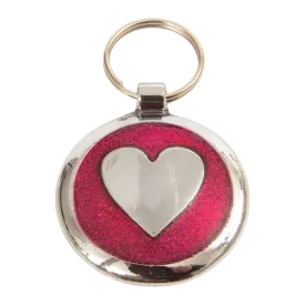 Deep Pink Heart Small 20mm Designer Dog Tag Shimmer Range
