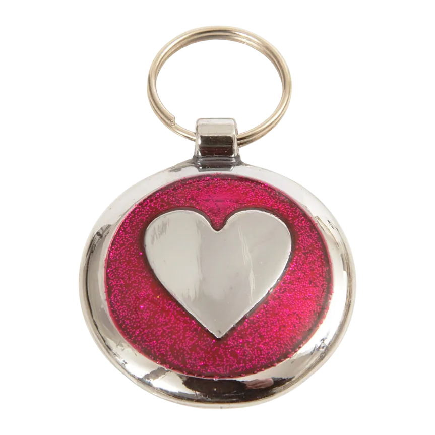Deep Pink Heart Small 20mm Designer Dog Tag Shimmer Range