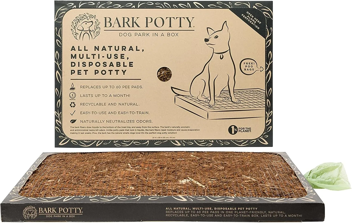 Disposable Training Pads, Multi Use Leak-Proof and Odor Control Puppy Pee Pads | 30 x 20 Standard Pee Pads for Dogs | Natural Bark Potty Pads for Dogs - Dog Housebreaking & Puppy Supplies
