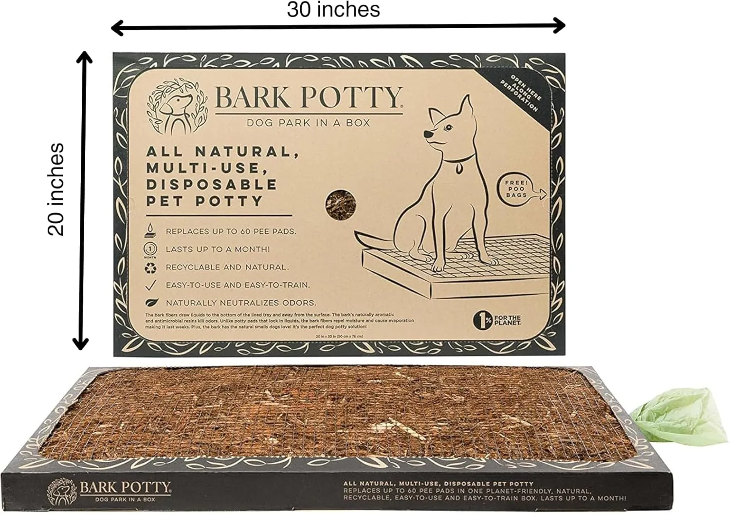 Disposable Training Pads, Multi Use Leak-Proof and Odor Control Puppy Pee Pads | 30 x 20 Standard Pee Pads for Dogs | Natural Bark Potty Pads for Dogs - Dog Housebreaking & Puppy Supplies