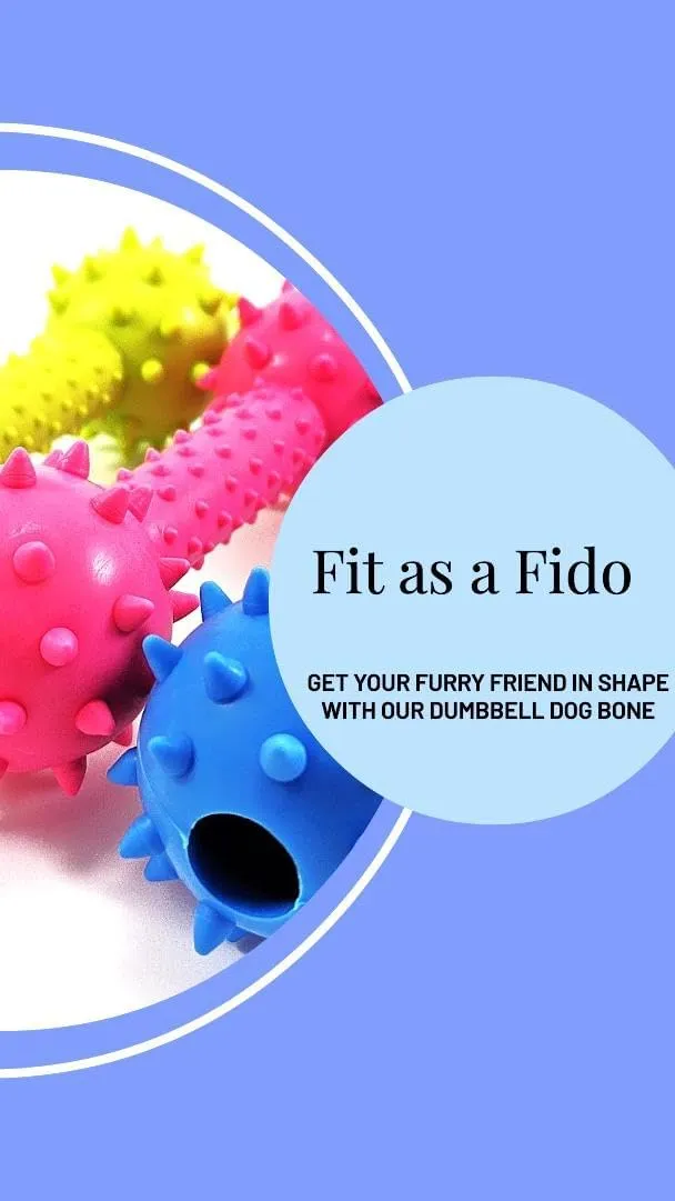 Dog Chew Toy Dumbbell, Durable Rubber, Lime Green, Blue, Pink, Playful, with Bell (Lime Green)