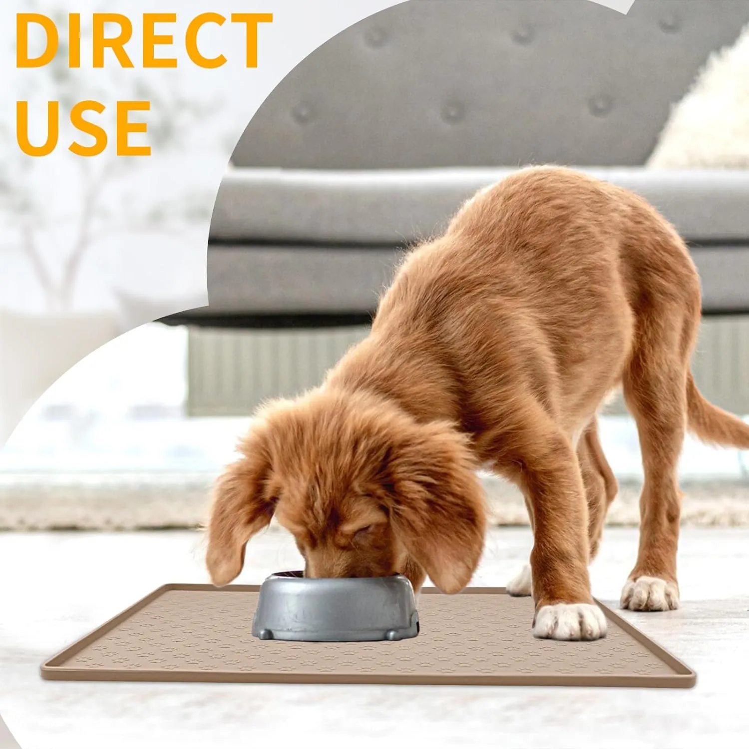 Dog Food Mat Anti-Slip Pet Bowl Mats for Food and Water, High-Lips Pet Placemat Prevent Messy Spills to Floor, Waterproof Puppy Feeding Tray for Small, Medium Large Dogs Cats, Silicone