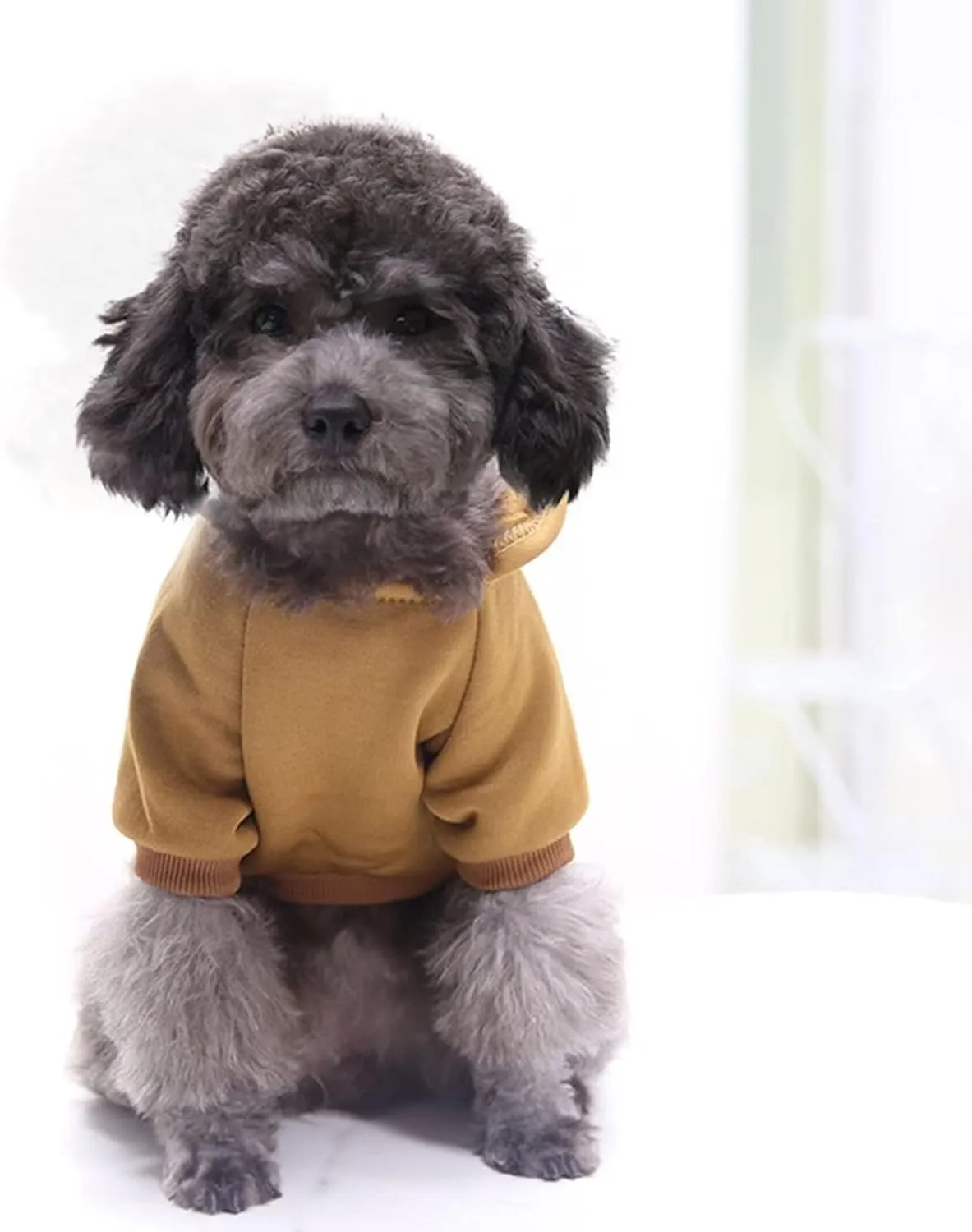 Dog Hoodie with Pocket Pet Warm Sweater for Small Dogs Puppy Coat Brown L