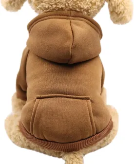 Dog Hoodie with Pocket Pet Warm Sweater for Small Dogs Puppy Coat Brown L