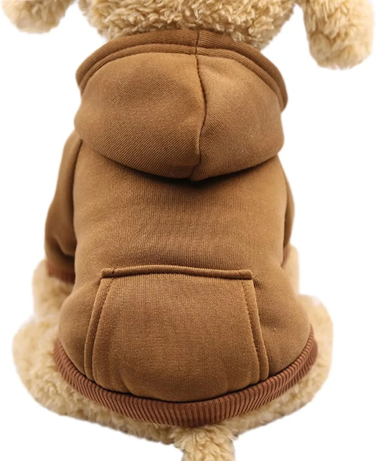 Dog Hoodie with Pocket Pet Warm Sweater for Small Dogs Puppy Coat Brown L