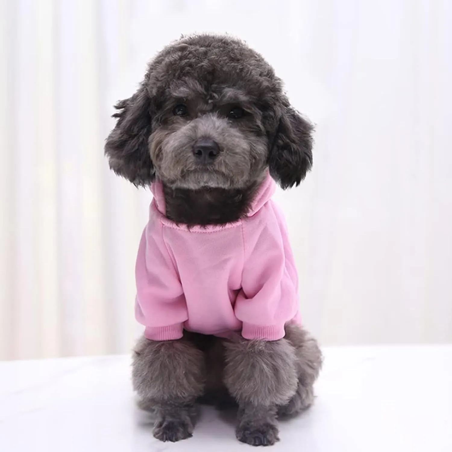 Dog Hoodie with Pocket Pet Warm Sweater for Small Dogs Puppy Coat Pink M