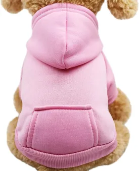 Dog Hoodie with Pocket Pet Warm Sweater for Small Dogs Puppy Coat Pink M