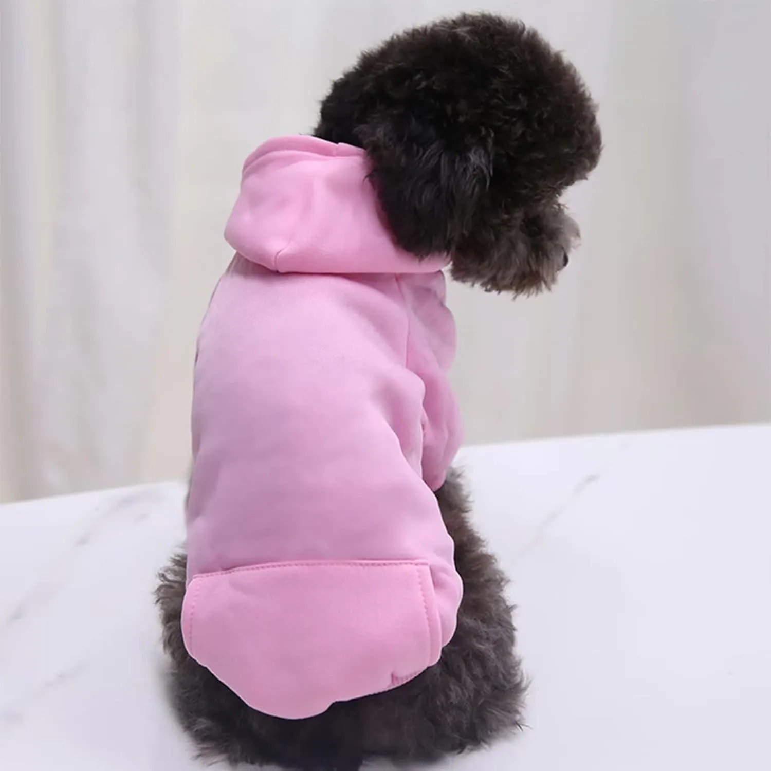 Dog Hoodie with Pocket Pet Warm Sweater for Small Dogs Puppy Coat Pink M