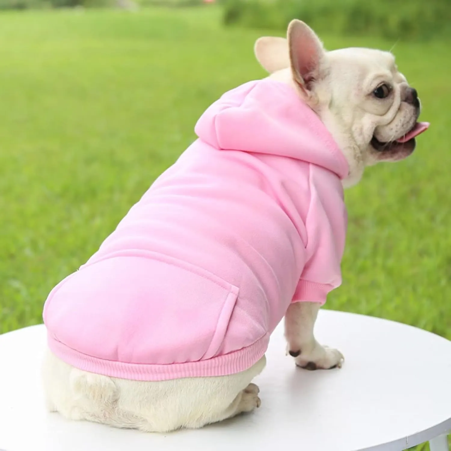 Dog Hoodie with Pocket Pet Warm Sweater for Small Dogs Puppy Coat Pink M
