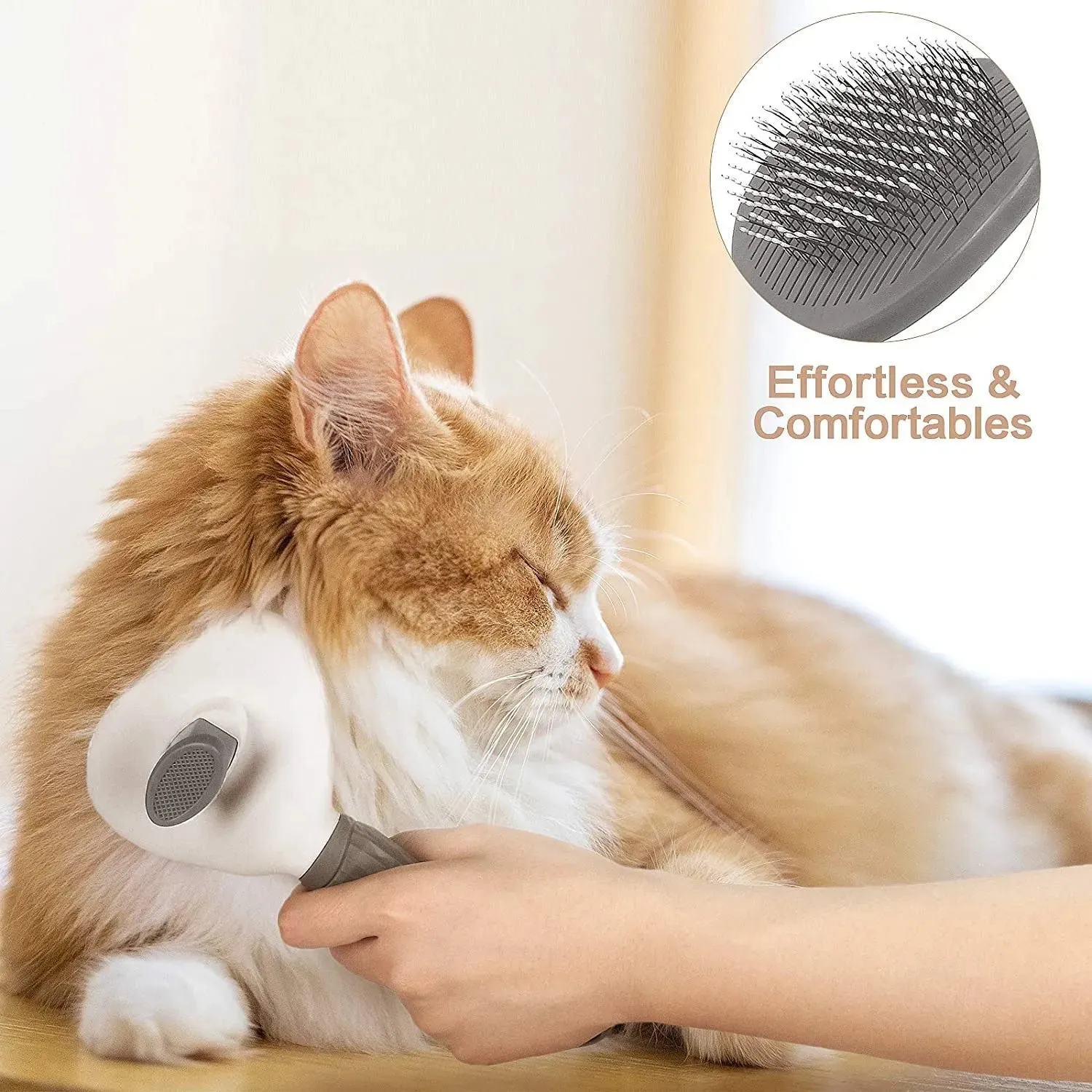 Easy Self-Cleaning Pet Hair Remover Brush for Dogs/Cats/Rabbits. Great for De-matting Pets Hair.