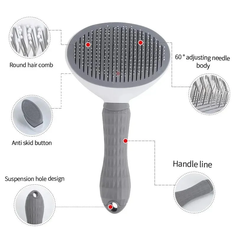 Easy Self-Cleaning Pet Hair Remover Brush for Dogs/Cats/Rabbits. Great for De-matting Pets Hair.