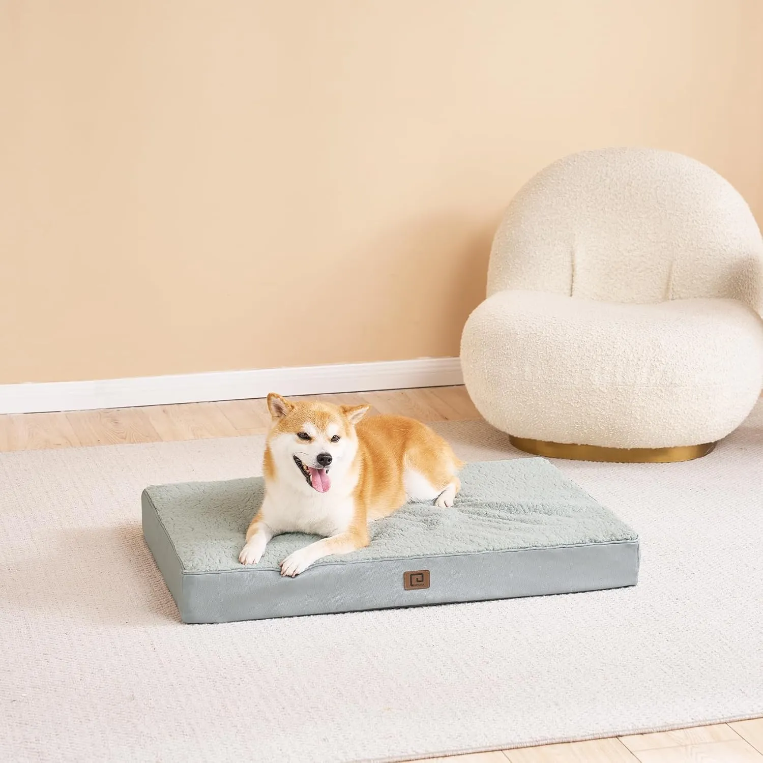 EHEYCIGA Washable Dog Beds for Extra Large Dogs, XL Dog Bed with Removable Cover for Crate, Orthopedic Foam Pet Bed Dog Mat Mattress Cushions for Extra Large Dogs, Greyish Green(41 x 27)