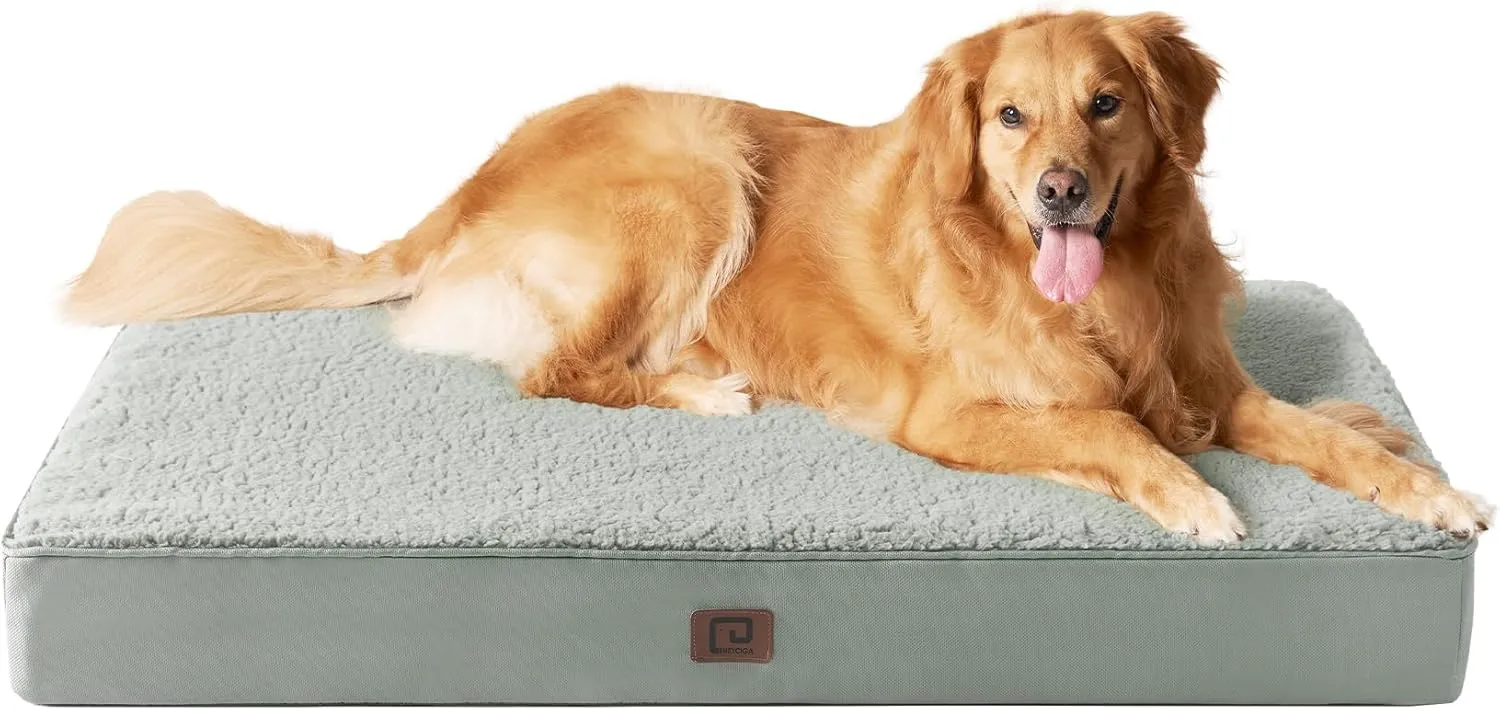 EHEYCIGA Washable Dog Beds for Extra Large Dogs, XL Dog Bed with Removable Cover for Crate, Orthopedic Foam Pet Bed Dog Mat Mattress Cushions for Extra Large Dogs, Greyish Green(41 x 27)