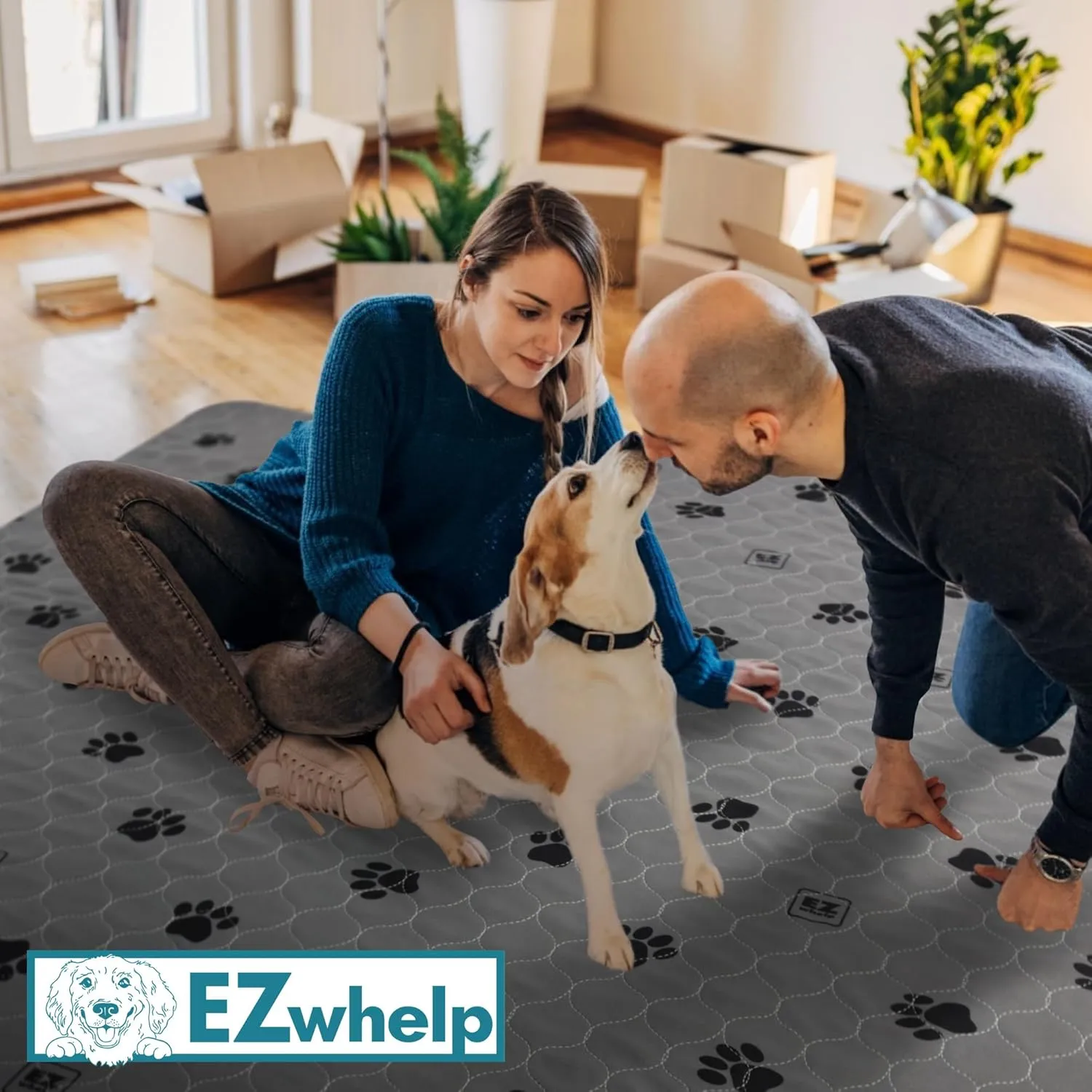 EZwhelp Reusable Quick Dry Pad - Waterproof Pet Pee Pads Washable for Large Dogs - Non-Slip Dog Training Pads, Fast Absorbent - Reusable Potty Pads for Cats and Dogs - 48" x 48" Pack of 2