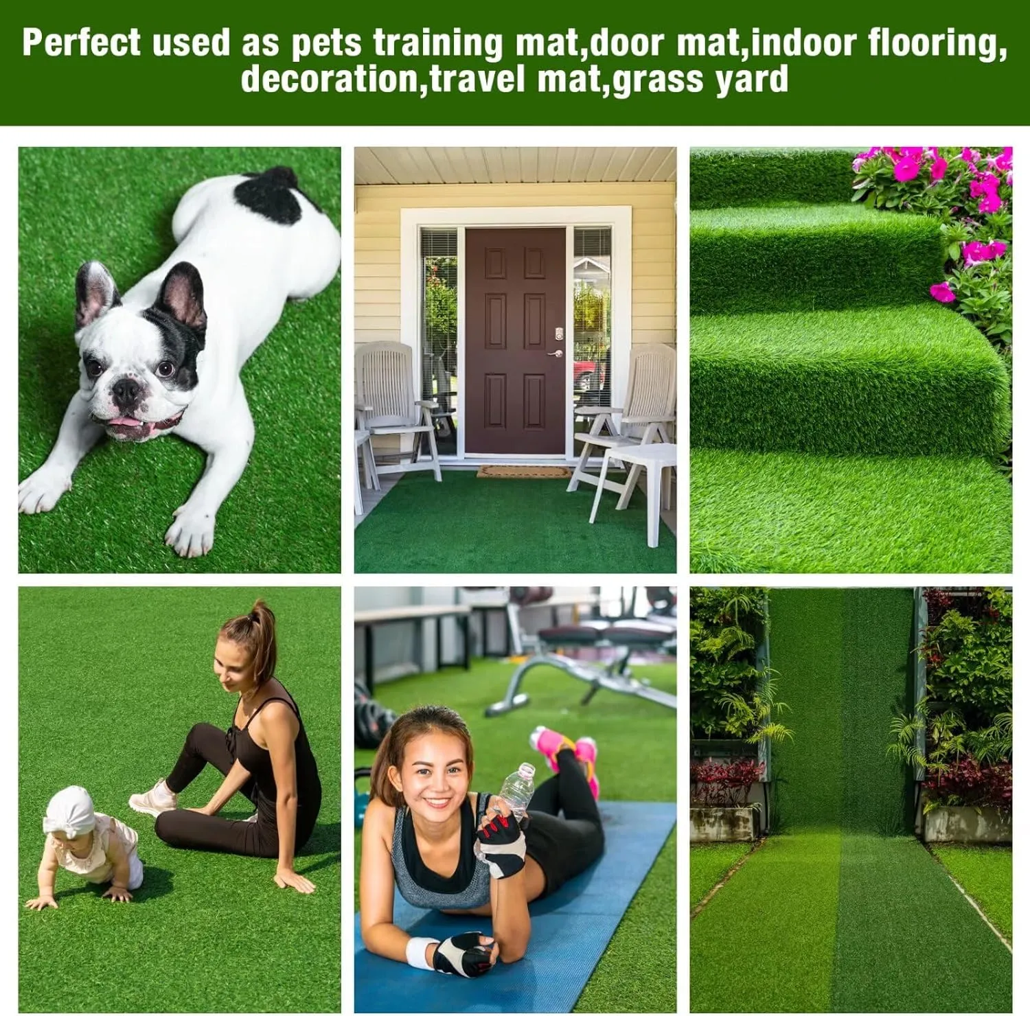 GLOBREEN Extre Large Artificial Grass for Dogs Potty, 5FTX7FT Fake Grass for Puppy Potty Training, Turf Rug for Pets Kennel Playpen Patio Balcony Indoor Outdoor