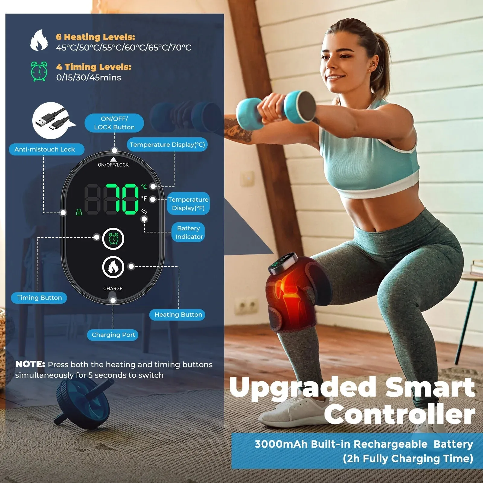 InstaRelief, 2PCS Heated Knee Massager
