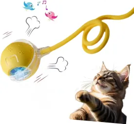 Interactive Cat Toy Ball  Automatic Electric Rolling Ball with Chirping Bird Sounds, Motion-Activated Indoor Toy for Kittens and Cats, Fun Exercise Play (Yellow)