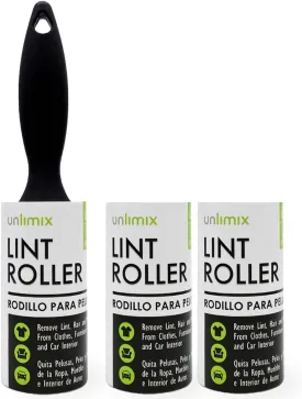 Lint Roller Value Pack for Clothes, Furniture, and Car Interior, 180 Sheets in Total, Extra Sticky, Reusable Handle, Ideal for Removing Dust, Lint, and Pet Hair