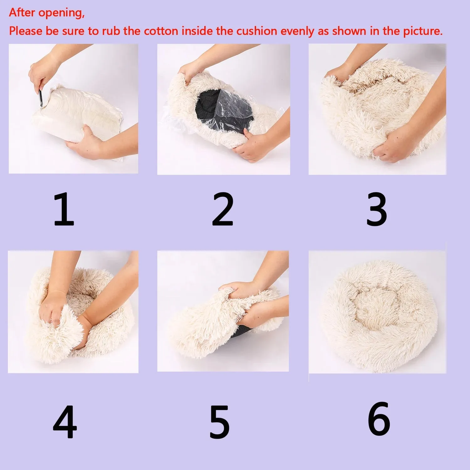 Luxurious Donut Shaped Warm Fluffy Pet Bed Eases Anxiety Promotes Calming for Dogs and Cats Washable