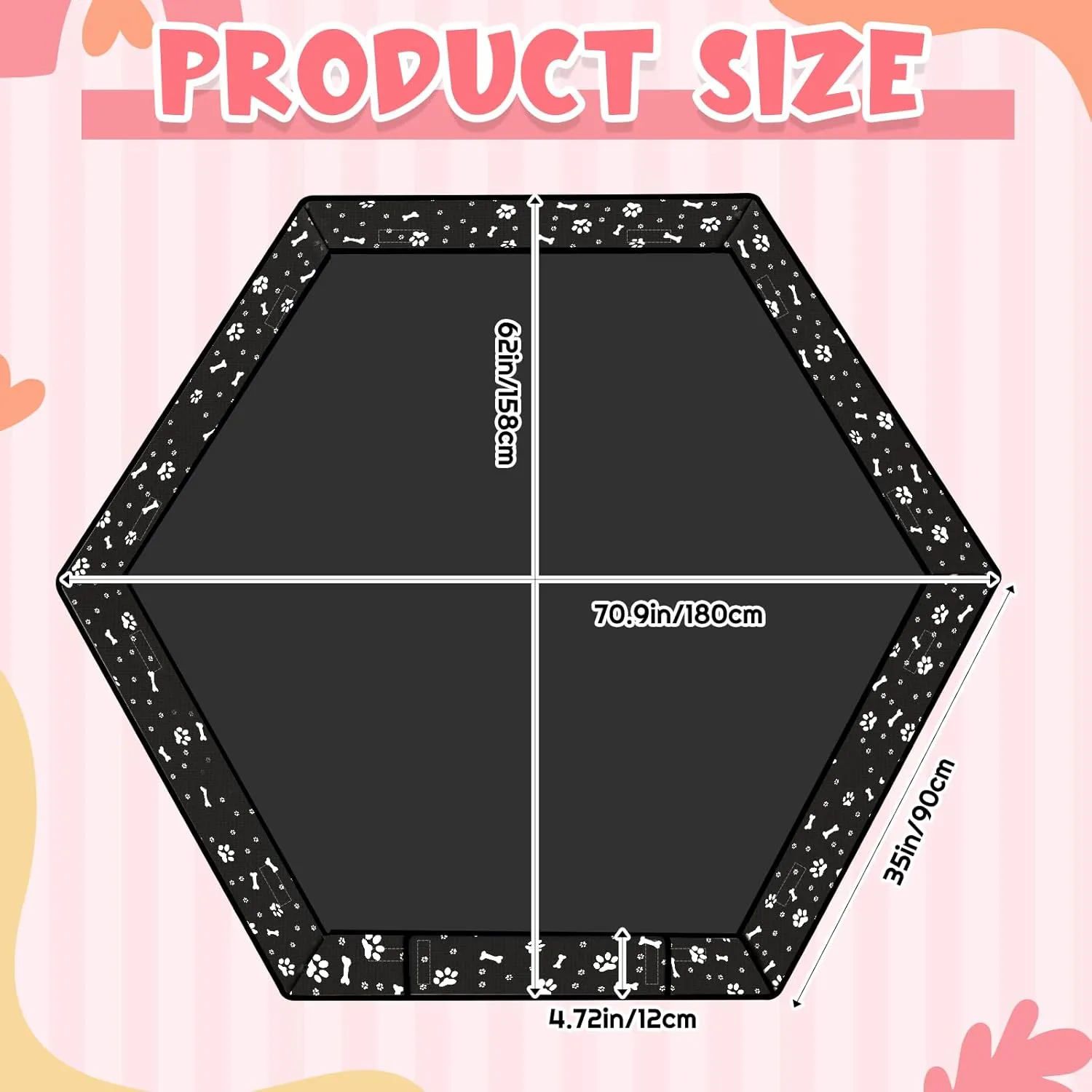 Marsui Dog Playpen Bottom Pad Fits for 36inch W and 24inch H 6 Panels Exercise Pet Dog Mat Puppy Crate Pad Reusable Washable Pet Training Pee Mat Hoop and Loop Design, Playpen Not Included(Pink)