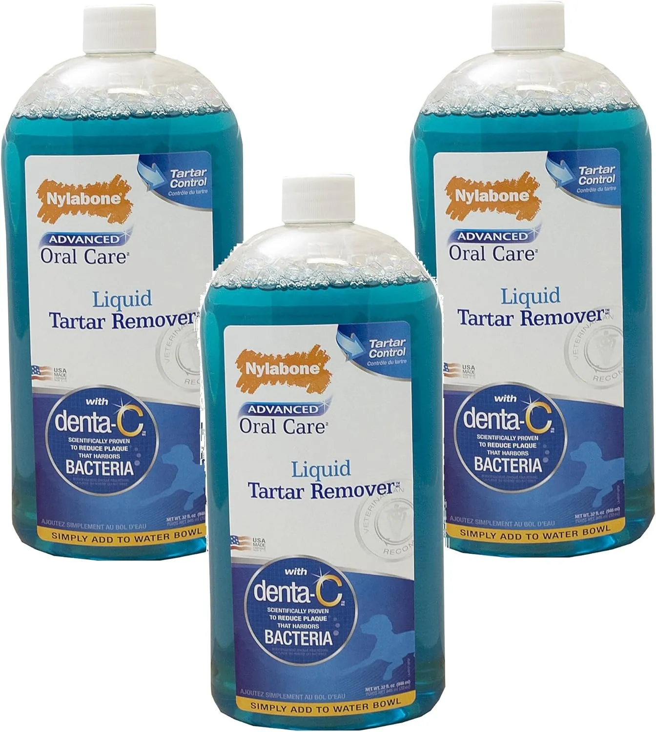 Nylabone Advanced Oral Liquid Tartar Remover - 32oz Bottles (3 Pack)