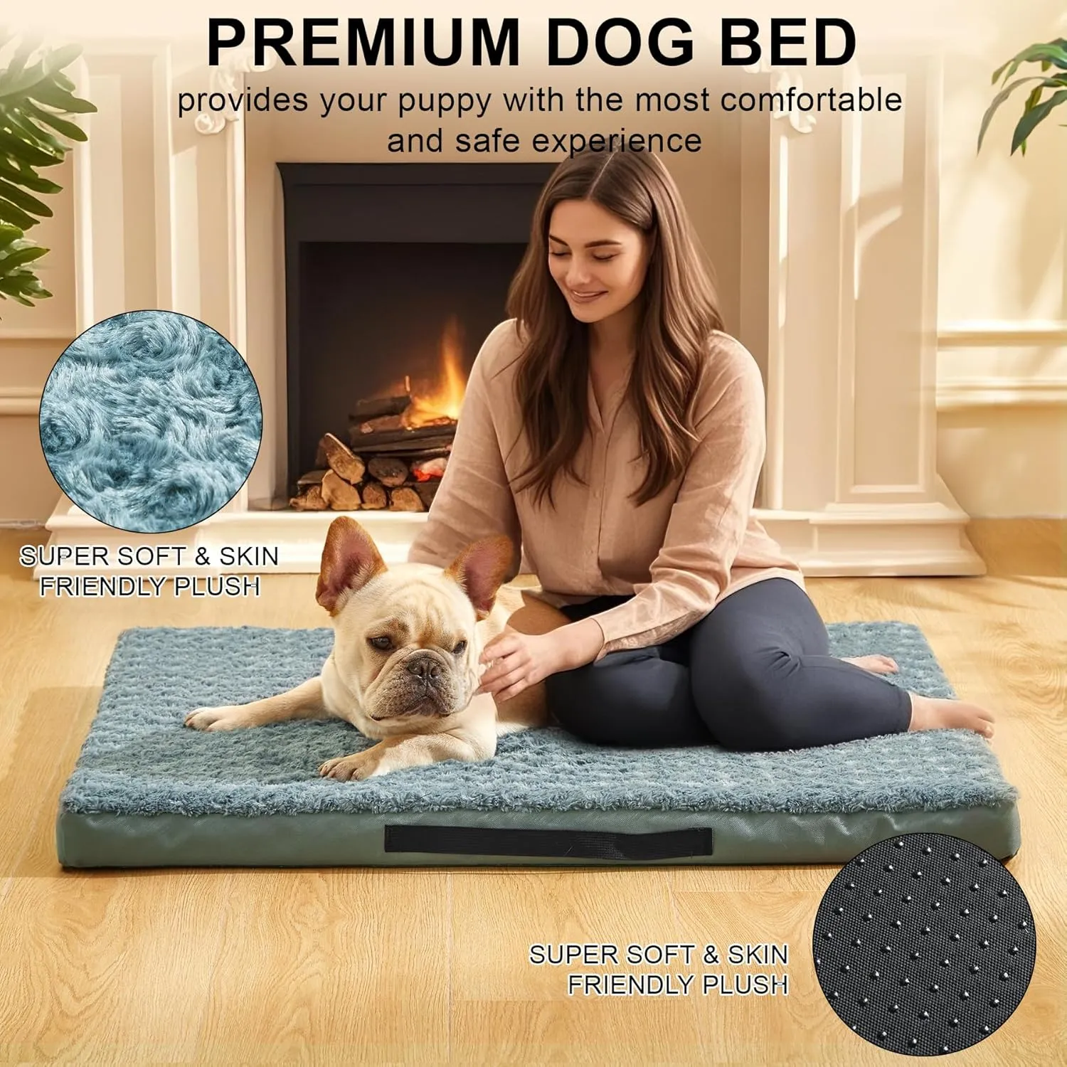 Orthopedic Dog Beds for Crate with Removable Washable Cover Egg-Crate Foam Pet Pad Mat with Anti-Slip Bottom,Waterproof Dog Beds Small Medium Sized30x20 Inch