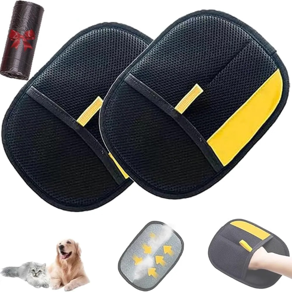 Pet Hair Remover Electrostatic Gloves, Reusable Electrostatic Pet Hair Removal Gloves, Cat Grooming Glove Static Removals Glove for Pets Hairs, Dog Hairs Removal Mitts Tool for Couch(2PCS)