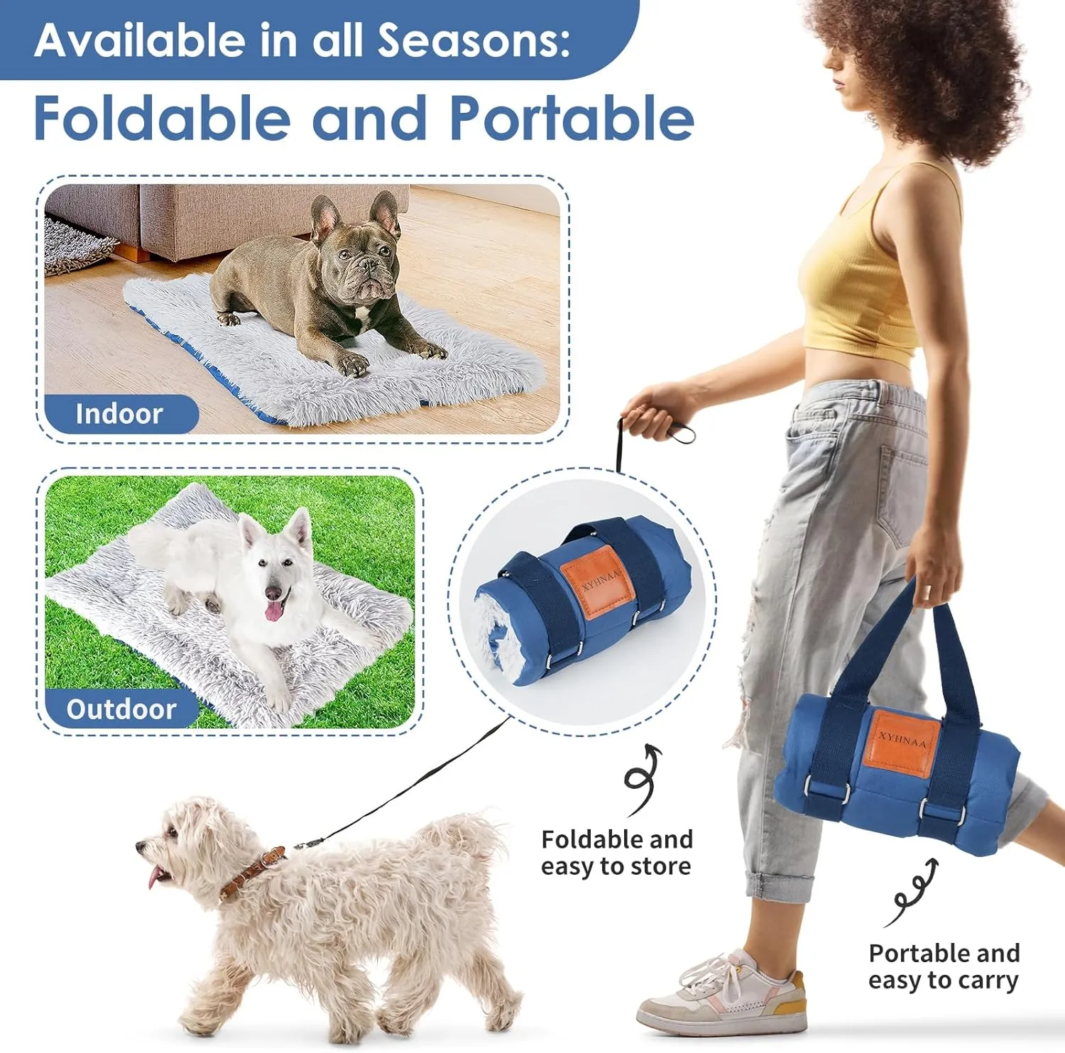 Portable Dog Bed Mat for Small Dogs, 22 x16 inch Washable Dog Crate Pad, Waterproof and wear-Resistant Kennel Pad Sleeping Mattress for Outdoor Indoor (Small)