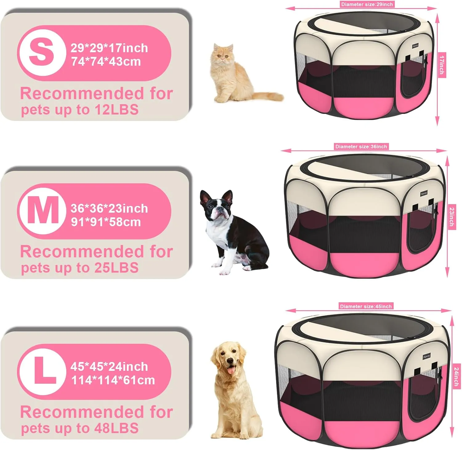 Portable Foldable Pet Dog Cat Playpen and Puppy playpen Pet Tent with Carrying Case Collapsible Travel Bowl Indoor/Outdoor Use with Water Resistant and Removable Shade Cover